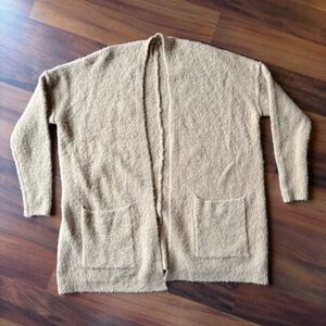 Free People Shaggy Knit Cardigan Sweater‎ Camel Beige Cozy Oversized Pockets XS